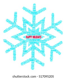 Happy Holidays word cloud on a white background.  