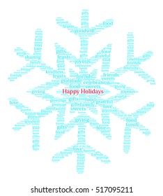 Happy Holidays word cloud on a white background.  