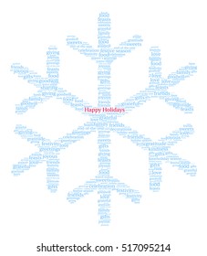 Happy Holidays word cloud on a white background.  