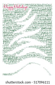 Happy Holidays word cloud on a white background. 