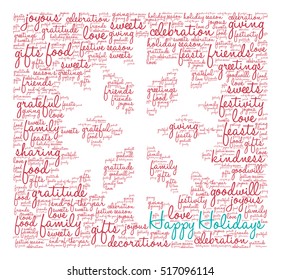 Happy Holidays word cloud on a white background. 