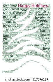 Happy Holidays word cloud on a white background. 