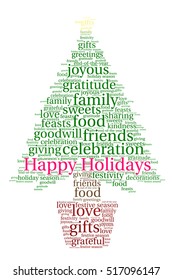 Happy Holidays word cloud on a white background. 