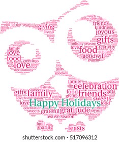 Happy Holidays word cloud on a white background. 