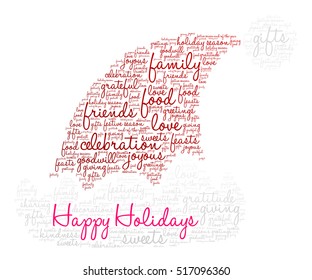 Happy Holidays word cloud on a white background. 