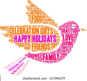 Happy Holidays word cloud on a white background.