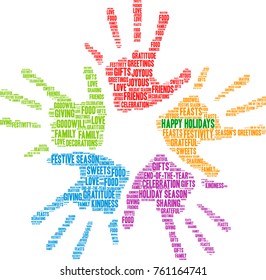 Happy Holidays word cloud on a white background. 