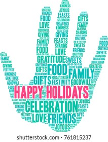 Happy Holidays word cloud on a white background. 