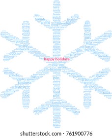 Happy Holidays word cloud on a white background. 