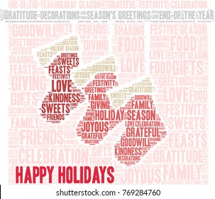 Happy Holidays word cloud on a white background. 