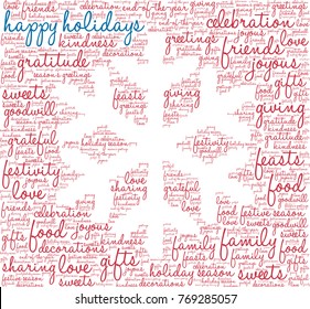 Happy Holidays word cloud on a white background. 