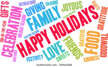 Happy Holidays Word Cloud On White Stock Vector (Royalty Free ...