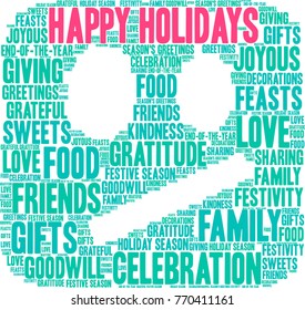 Happy Holidays word cloud on a white background. 