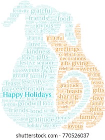 Happy Holidays word cloud on a white background. 