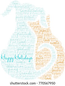 Happy Holidays word cloud on a white background. 