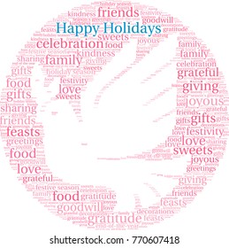 Happy Holidays word cloud on a white background.