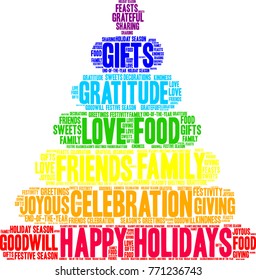 Happy Holidays word cloud on a white background. 
