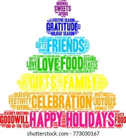 Happy Holidays word cloud on a white background. 