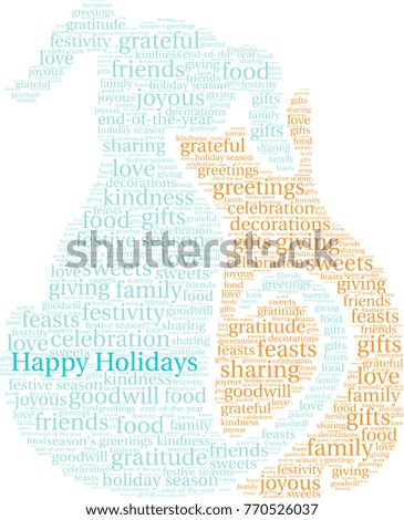 Happy Holidays word cloud on a white background. 