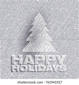 Happy holiddays greeting card with Christmas tree on textured background