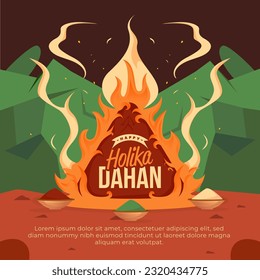 Happy holika dahan design template for social media post