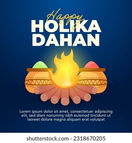 Happy holika dahan social media post illustration