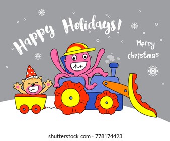 happy holliday - octopus and cat