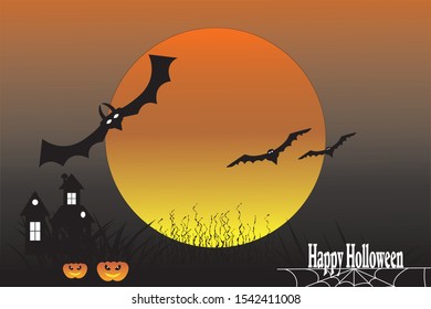 Happy Holloween celebration background and wall paper vector illustration.