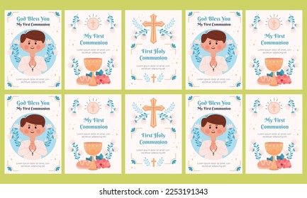 happy holy communion social media stories vector flat design svg