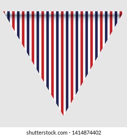 Happy holyday day triangular flag for planar festivals with red, blue and white color stars, stripes, checkered, chevrons. fective background. Vector illustration