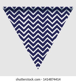 Happy holyday day triangular flag for planar festivals with red, blue and white color stars, stripes, checkered, chevrons. fective background. Vector illustration