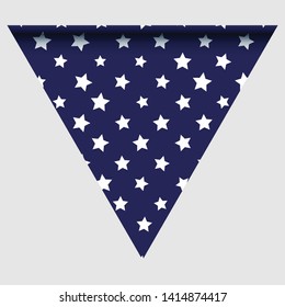Happy holyday day triangular flag for planar festivals with red, blue and white color stars, stripes, checkered, chevrons. fective background. Vector illustration