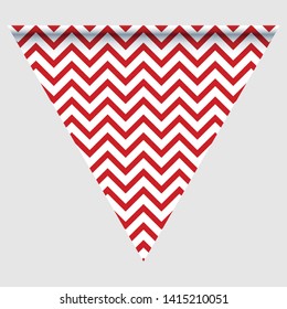 Happy holyday day triangular flag for planar festivals with red, blue and white color stars, stripes, checkered, chevrons. fective background. Vector illustration