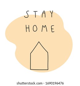 happy home icon with vector text stay home on the background