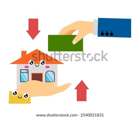 Happy home, renting a home, buying a home. Vector simple color flat illustration.