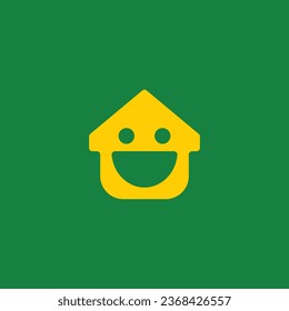 happy home smiling face logo icon template