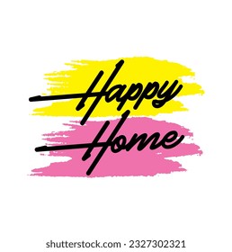 happy home text on white background.