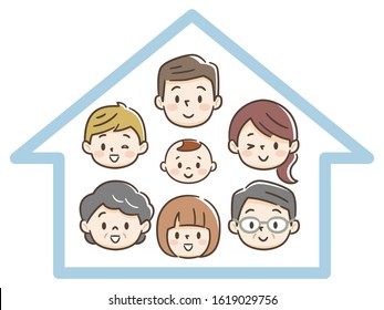 Happy home with three generation family