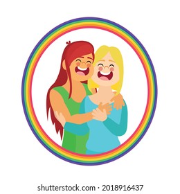 Happy homosexual couple with lgbt rainbow colors Vector