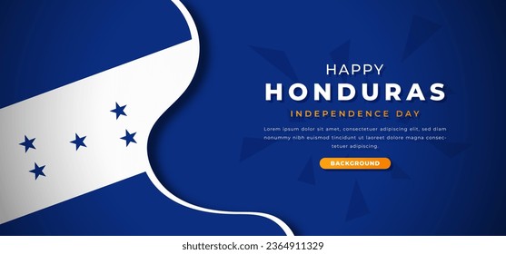 Happy Honduras Independence Day Design Paper Cut Shapes Background Illustration for Poster, Banner, Advertising, Greeting Card