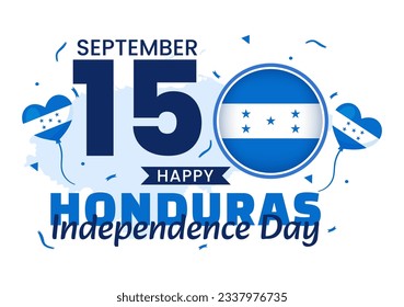 Happy Honduras Independence Day Vector Illustration on September 15 with Waving Flag Background in National Holiday Hand Drawn Templates