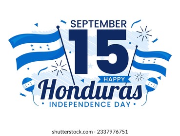Happy Honduras Independence Day Vector Illustration on September 15 with Waving Flag Background in National Holiday Hand Drawn Templates