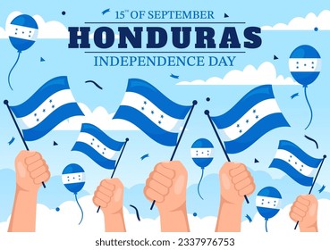 Happy Honduras Independence Day Vector Illustration on September 15 with Waving Flag Background in National Holiday Hand Drawn Templates