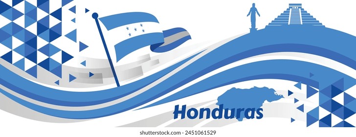 Feliz Día de la Independencia de Honduras Ilustración vectorial el 15 de setiembre con fondo ondeando banderas en Plantillas nacionales dibujadas a mano por Festiva