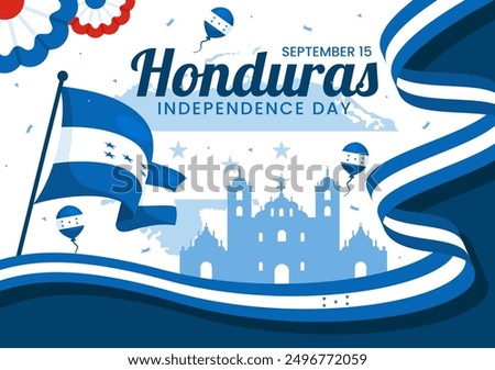 Happy Honduras Independence Day Vector Illustration for September 15 with Waving Flag Background in National Holiday Flat Style Cartoon Design