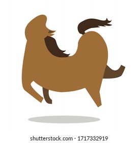 happy horse brown dancing cartoon animal isolated on white background 