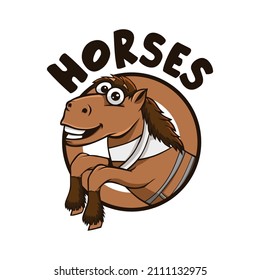 Happy Horse Cartoon mascot logo