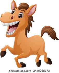 Happy horse cartoon on white background