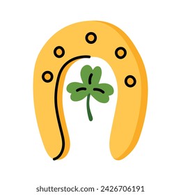Happy horseshoe with shamrock for St. Patrick's Day