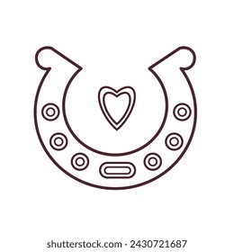 Happy horseshoe .  Vector isolated illustration on a white background.